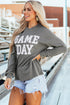 Corded Texture Graphic Letter Print Pullover Top