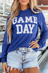 Corded Texture Graphic Letter Print Pullover Top