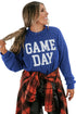 Corded Texture Graphic Letter Print Pullover Top