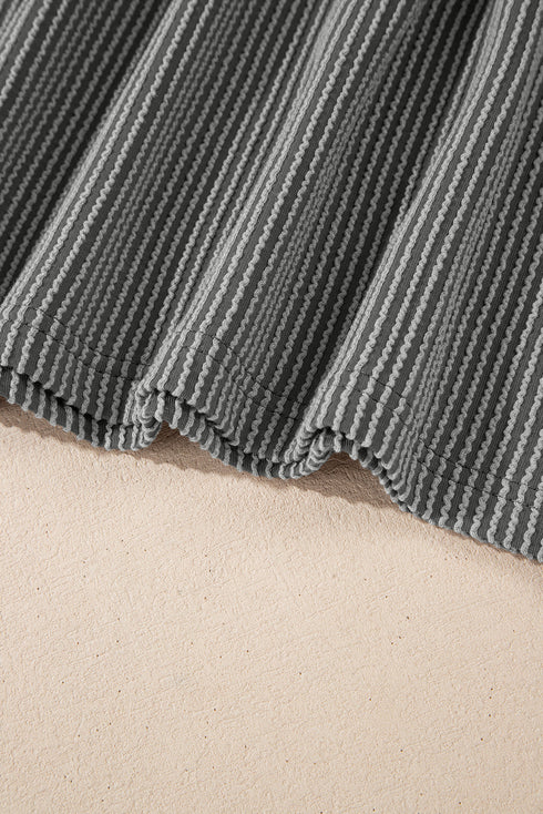 Corded Texture Graphic Letter Print Pullover Top