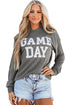 Corded Texture Graphic Letter Print Pullover Top