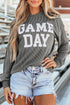 Corded Texture Graphic Letter Print Pullover Top