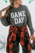 Corded Texture Graphic Letter Print Pullover Top