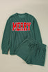 Corded Texture Graphic Long Sleeve Short Set