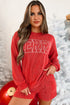 Corded Texture Graphic Long Sleeve Short Set