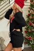 Corded Texture Graphic Long Sleeve Short Set