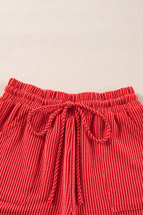 Corded Texture Graphic Long Sleeve Short Set