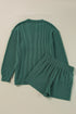 Corded Texture Graphic Long Sleeve Short Set
