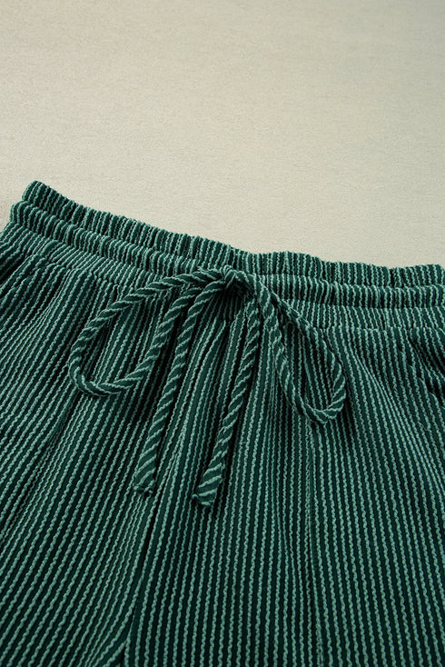 Corded Texture Graphic Long Sleeve Short Set
