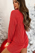 Corded Texture Graphic Long Sleeve Short Set