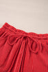 Corded Texture Graphic Long Sleeve Short Set