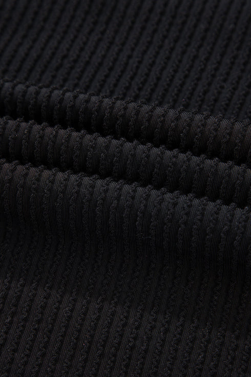 Corded Texture Graphic Long Sleeve Short Set