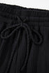 Corded Texture Graphic Long Sleeve Short Set