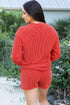 Corded Texture Graphic Long Sleeve Short Set