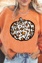 Corded Texture Graphic Print Long Sleeve Pullover Sweatshirt