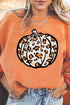 Corded Texture Graphic Print Long Sleeve Pullover Sweatshirt