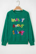 Corded Texture Graphic Statement Crew Neck Sweatshirt