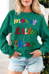 Corded Texture Graphic Statement Crew Neck Sweatshirt