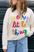 Corded Texture Graphic Statement Crew Neck Sweatshirt