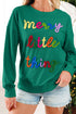 Corded Texture Graphic Statement Crew Neck Sweatshirt