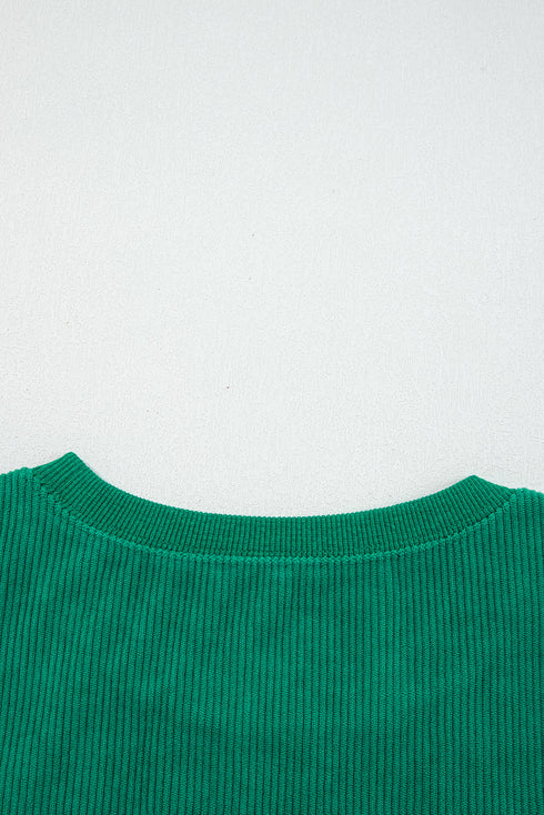 Corded Texture Graphic Statement Crew Neck Sweatshirt