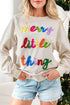 Corded Texture Graphic Statement Crew Neck Sweatshirt
