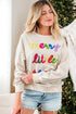 Corded Texture Graphic Statement Crew Neck Sweatshirt
