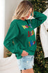Corded Texture Graphic Statement Crew Neck Sweatshirt