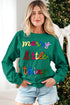 Corded Texture Graphic Statement Crew Neck Sweatshirt