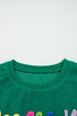 Corded Texture Graphic Statement Crew Neck Sweatshirt