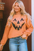 Corded Texture Jack O Lantern Graphic Sweatshirt