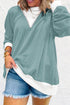 Corded Texture Panel Drop Shoulder Loose Pullover Top