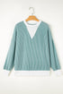 Corded Texture Panel Drop Shoulder Loose Pullover Top