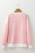 Corded Texture Panel Drop Shoulder Loose Pullover Top