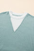 Corded Texture Panel Drop Shoulder Loose Pullover Top