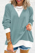 Corded Texture Panel Drop Shoulder Loose Pullover Top