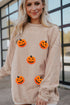 Corded Texture Pumpkin Patch Graphic Pullover Sweatshirt