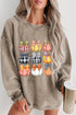 Corded Texture Pumpkin Patch Patterned Bow Graphic Sweatshirt