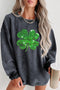 Corded Texture Sequin Four Leaf Clover Sweatshirt