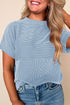 Corded Texture Short Sleeve Relaxed Fit Knit Mock Neck Tee