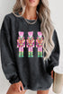 Corded Texture Toy Soldier Graphic Oversized Sweatshirt