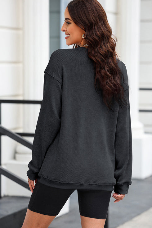 Corded Texture Toy Soldier Graphic Oversized Sweatshirt