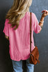 Corded Texture V Neck Patch Pocket Short Sleeve Tee