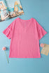 Corded Texture V Neck Patch Pocket Short Sleeve Tee
