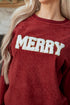Corded Texture Varsity Patch Graphic Pullover Sweatshirt