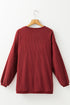 Corded Texture Varsity Patch Graphic Pullover Sweatshirt