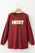 Corded Texture Varsity Patch Graphic Pullover Sweatshirt