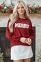 Corded Texture Varsity Patch Graphic Pullover Sweatshirt