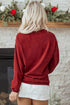 Corded Texture Varsity Patch Graphic Pullover Sweatshirt