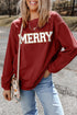 Corded Texture Varsity Patch Graphic Pullover Sweatshirt